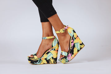 Chelsea Wedge Heels- Yellow Floral